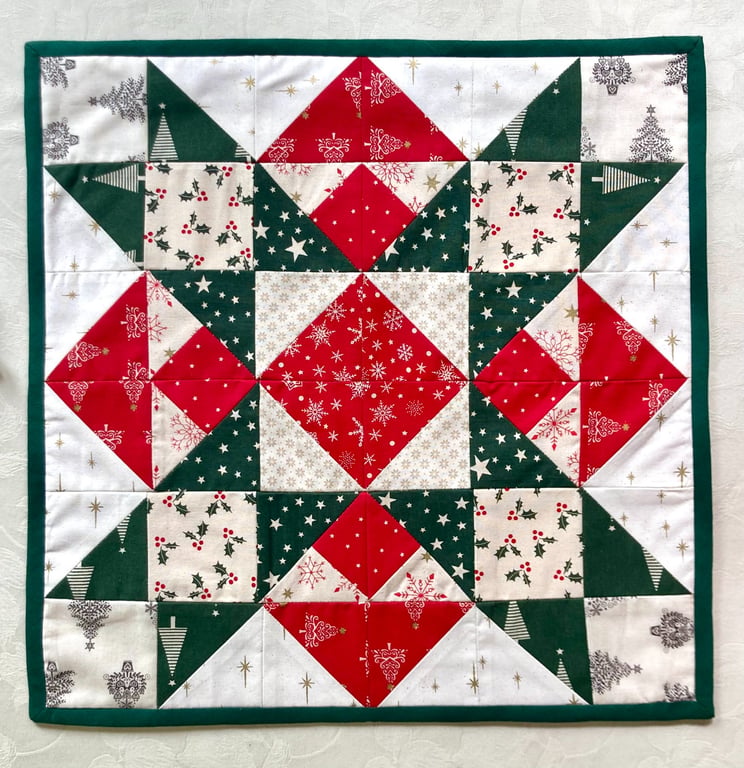 Square Christmas Table Runner with scandi style fabrics