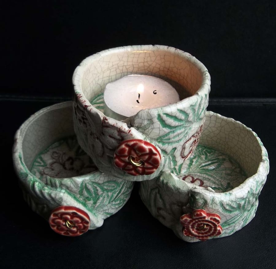 Special price small ceramic tealight holders with button