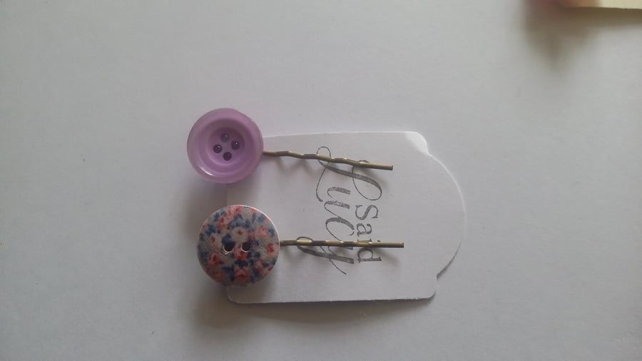 Button bobby pins purple