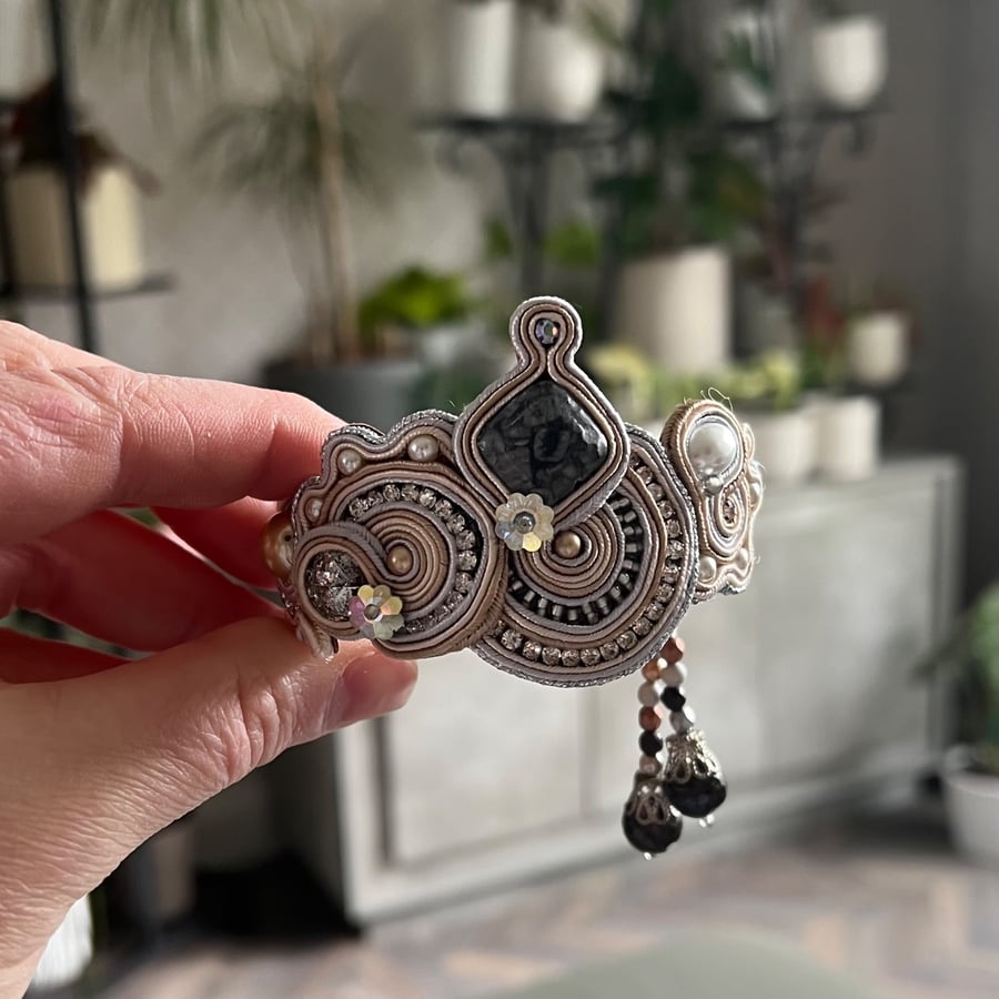 Handmade Soutache Bracelet – One of a Kind Statement Jewelry with Swarovski
