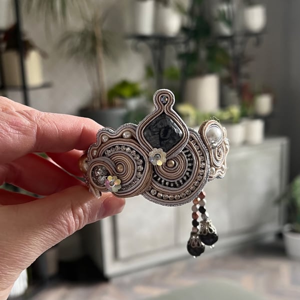 Handmade Soutache Bracelet – One of a Kind Statement Jewelry with Swarovski