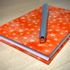 A6 Hardback Lined Notebook with full cloth orange star cover