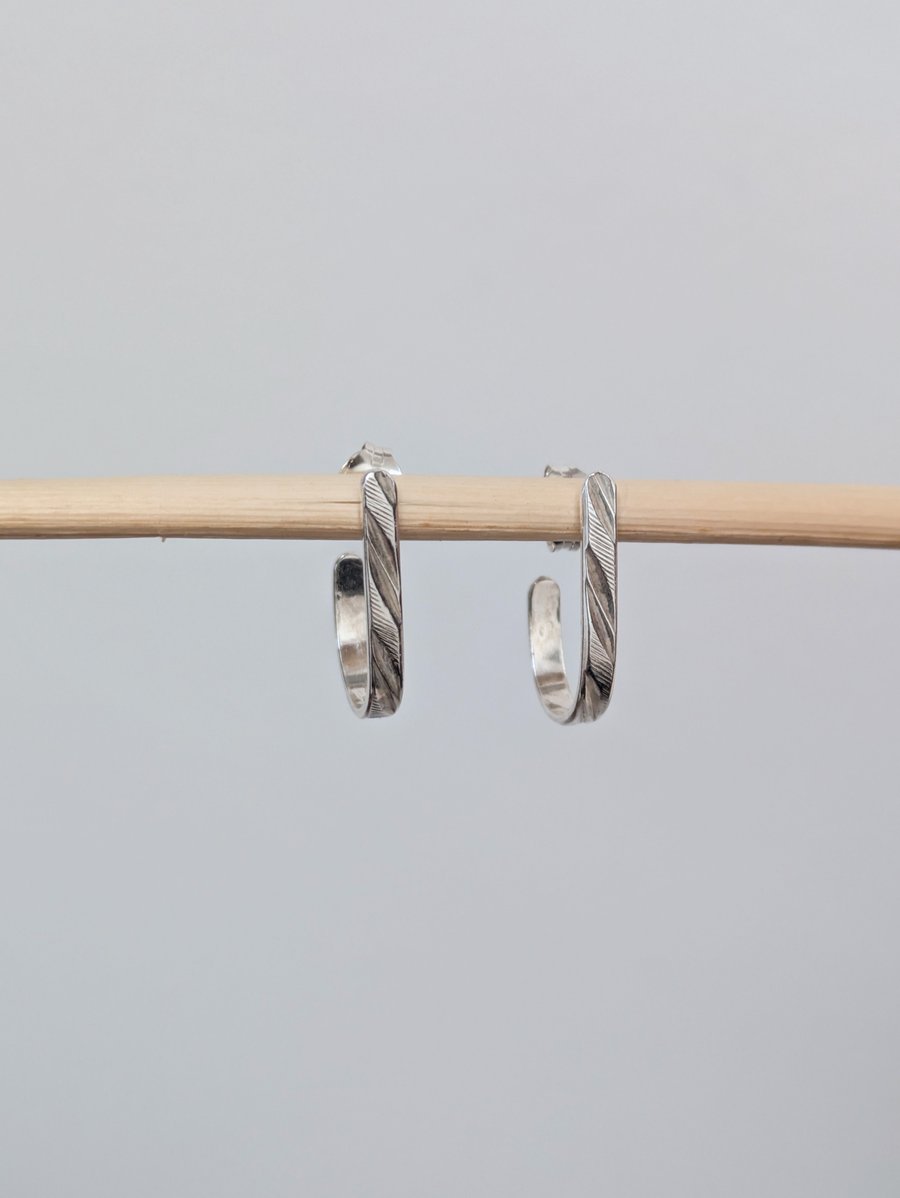 Recycled sterling silver J earrings 