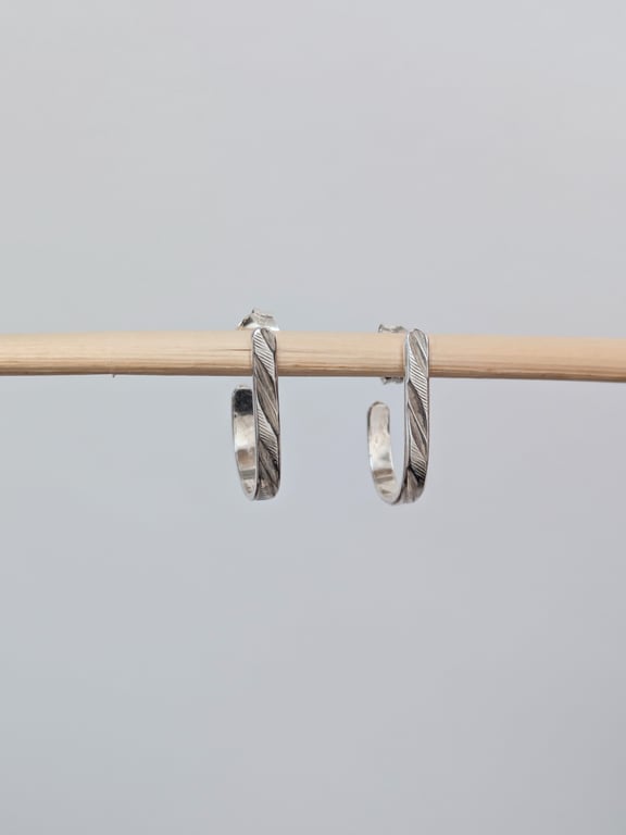 Recycled sterling silver J earrings 