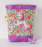 Project bag, drawstring bag, unicorns, floral - Image 2