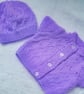 Patterned Cardigan and Hat for a Baby Girl, Baby Clothes, Baby Shower Gift - Image 1