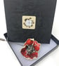 Red ceramic Poppy flower pin 
