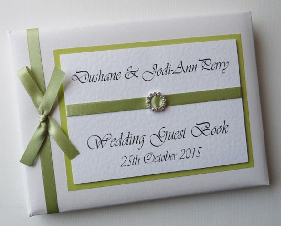 Wedding guest book apple green, wedding gift, wedding keepsake, sign in book