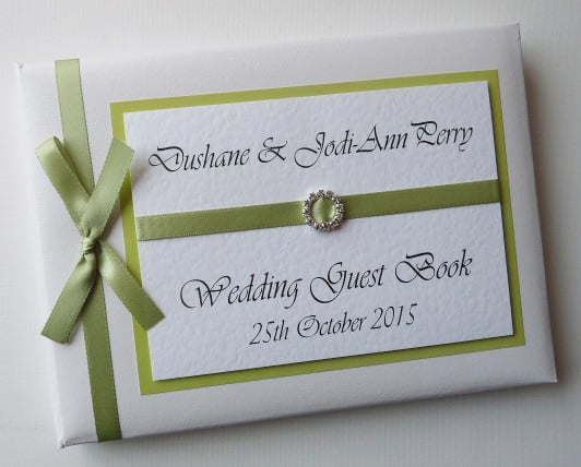 Wedding guest book apple green, wedding gift, wedding keepsake, sign in book