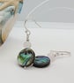 Paua shell earrings with rose quartz sterling silver - Image 2