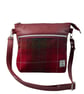 Genuine leather and Harris tweed handbag in red