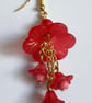 Dangly Red Lucite Flower Earrings - Image 2