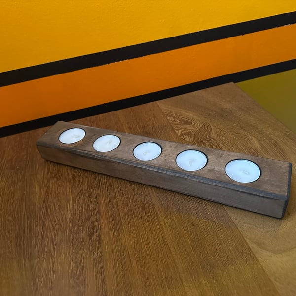 5 candle rustic tea light holder 