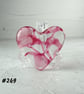 Pink fused glass heart pocket hug with stand 5x4.5cm, handcrafted (249)