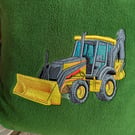 Green Embroidered Tractor Cushion