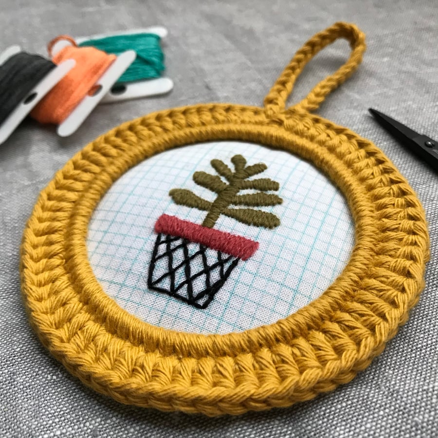Pot Plant Embroidery Wall Decoration Hoop Art