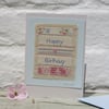 Happy Birthday , hand-stitched, special little card to keep!