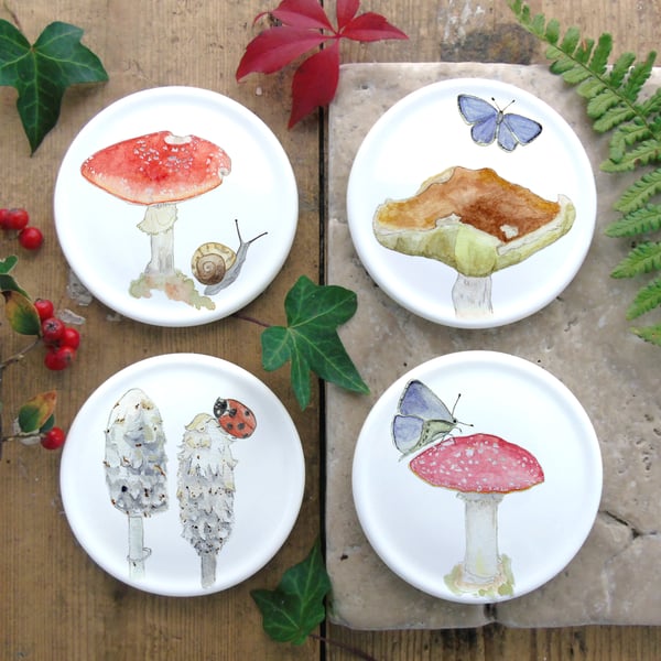 Toadstool bone china coasters