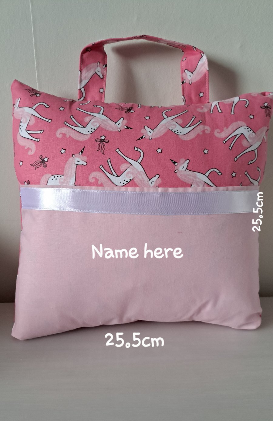 Pink Unicorns Book Pillow case, Snuggle Cushion cover, Nap Time blanket storage.