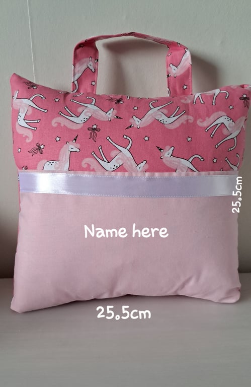 Pink Unicorns Book Pillow case, Snuggle Cushion cover, Nap Time blanket storage.