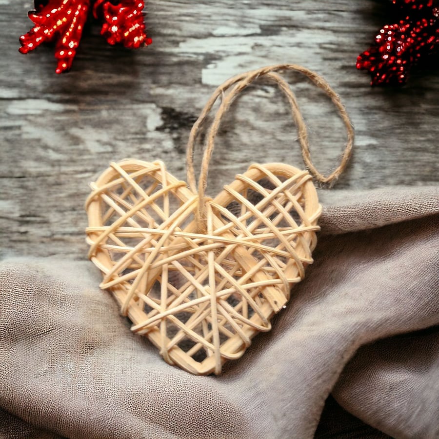 Rattan Heart Hanging Christmas Decoration 