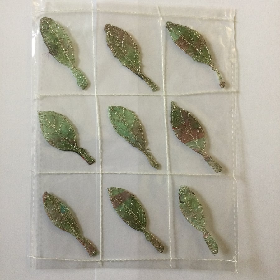 9 Free Motion Embroidery Leaf Embellishments Card Making 