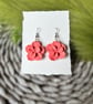 Coral Peach Hibiscus Polymer Clay Flower Earrings 