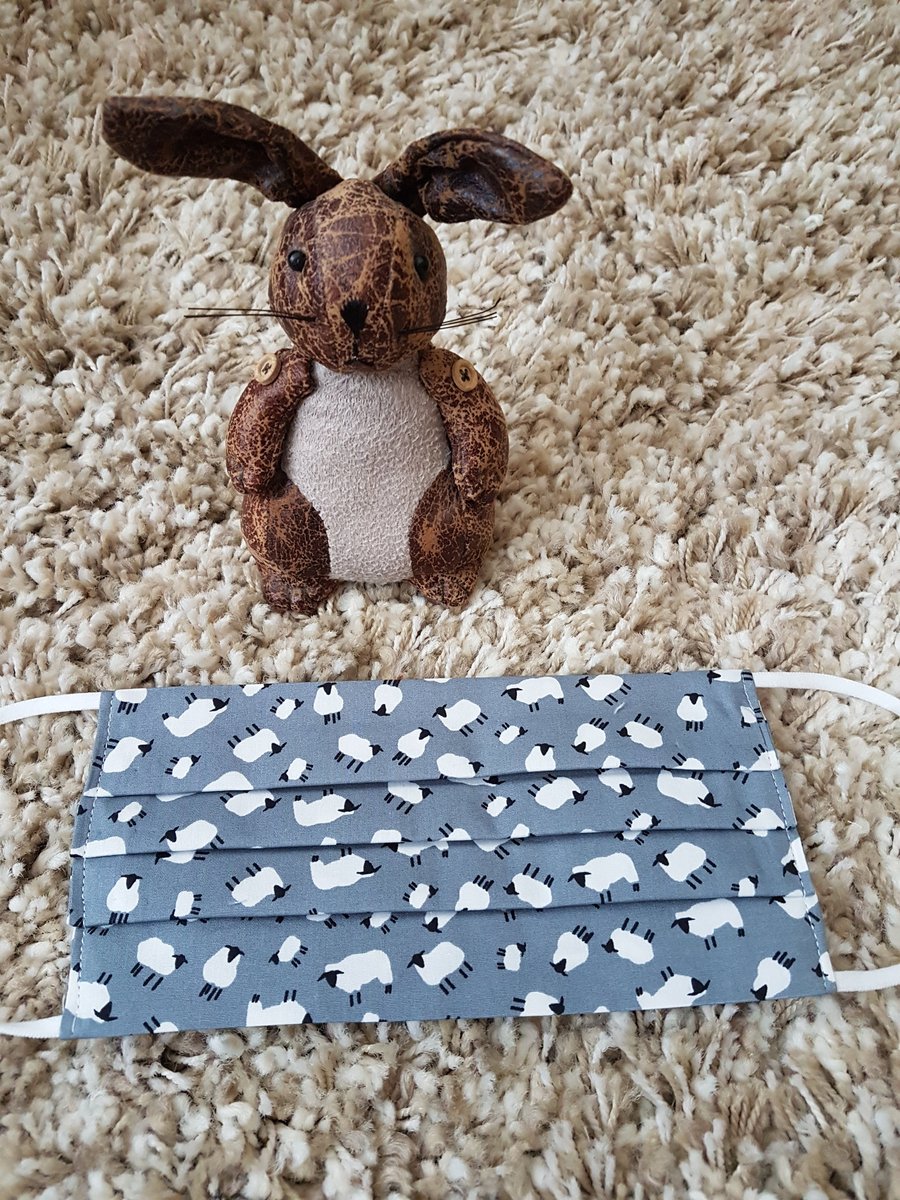 Adult face covering – Grey Sheep print 