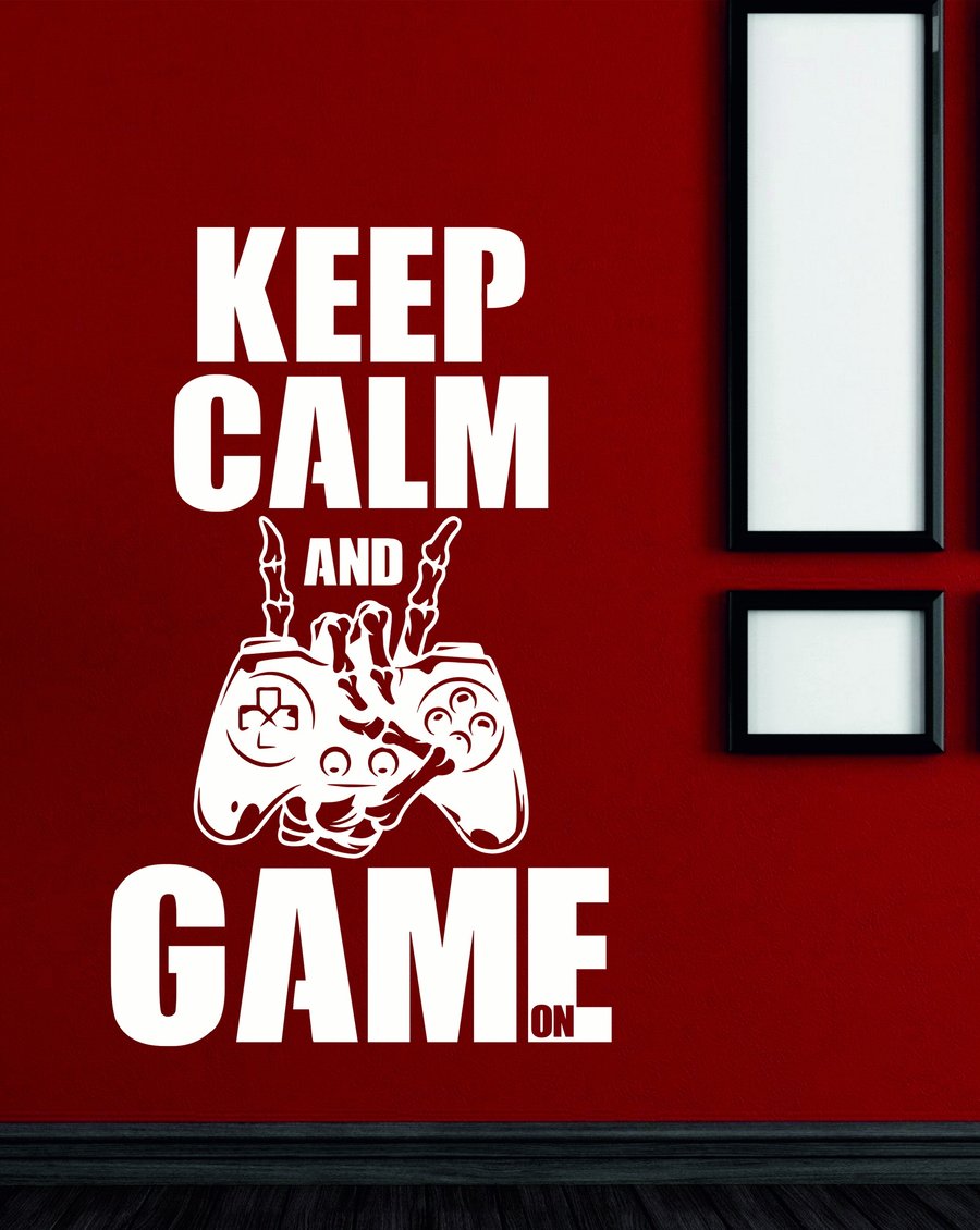 Keep Calm and Game On Ps Controller Skeleton Hand Wall Art Sticker Decal Vinyl