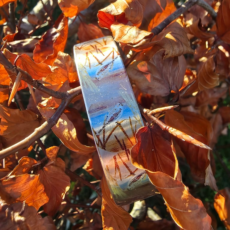 Snow Bunting Narrow Aluminium Cuff 