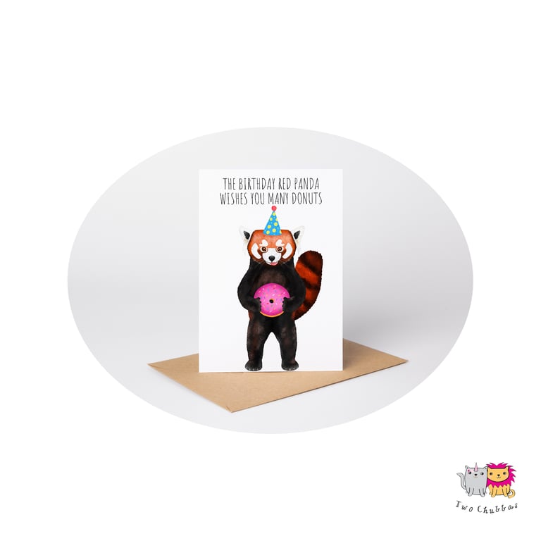 Red Panda Birthday Card, A6 Birthday Card, Cute Animal Birthday Card