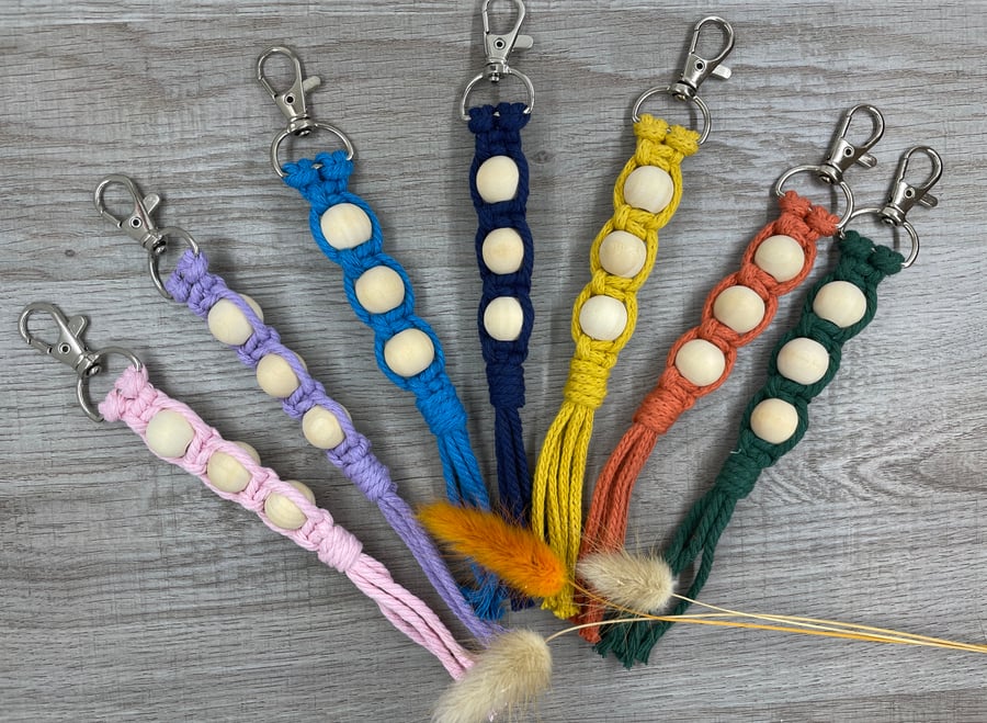 Macrame beaded keychain