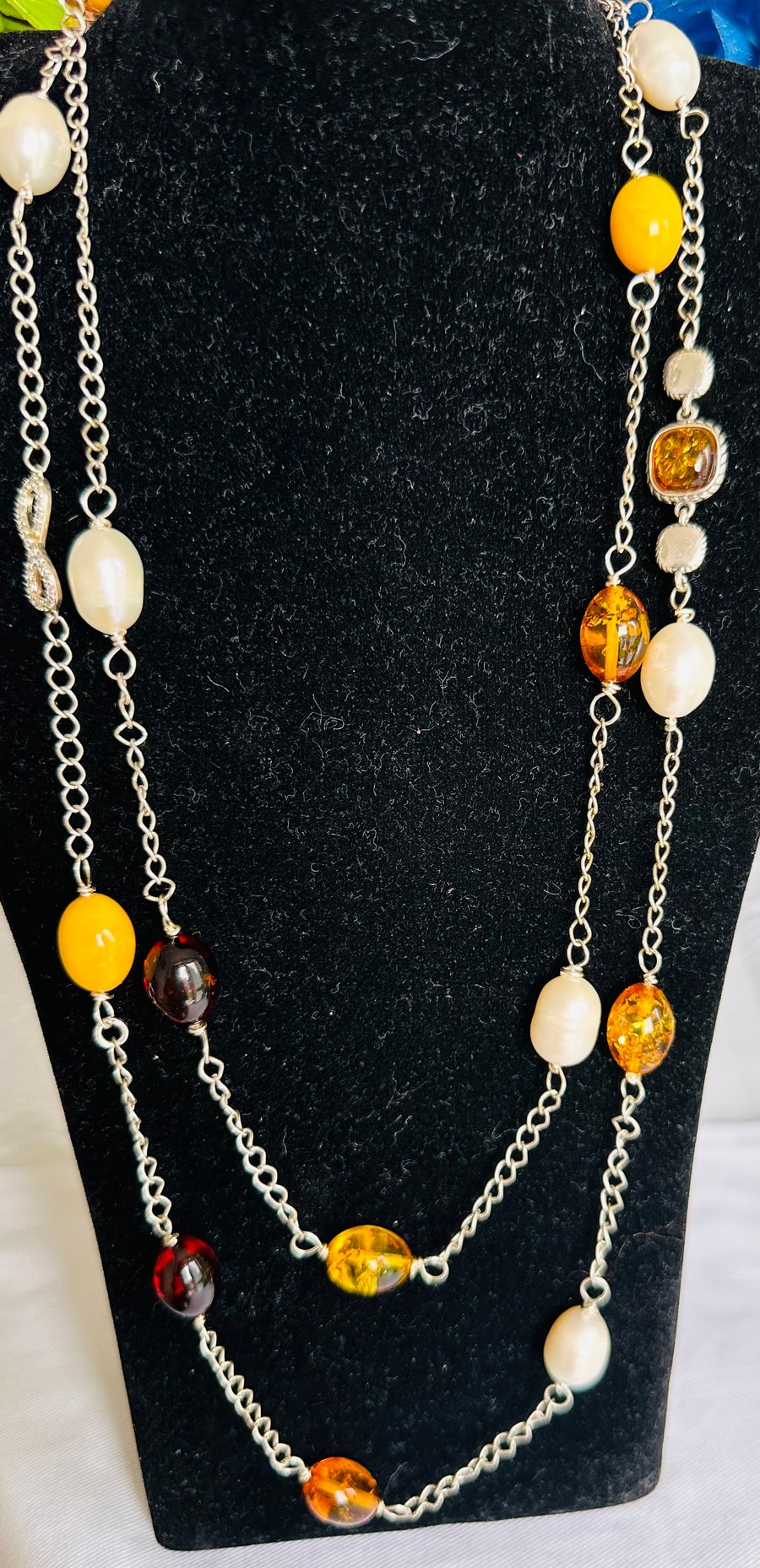 Pearl and Baltic Amber necklace 