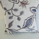 12" cushion cover embroidered leaf design 