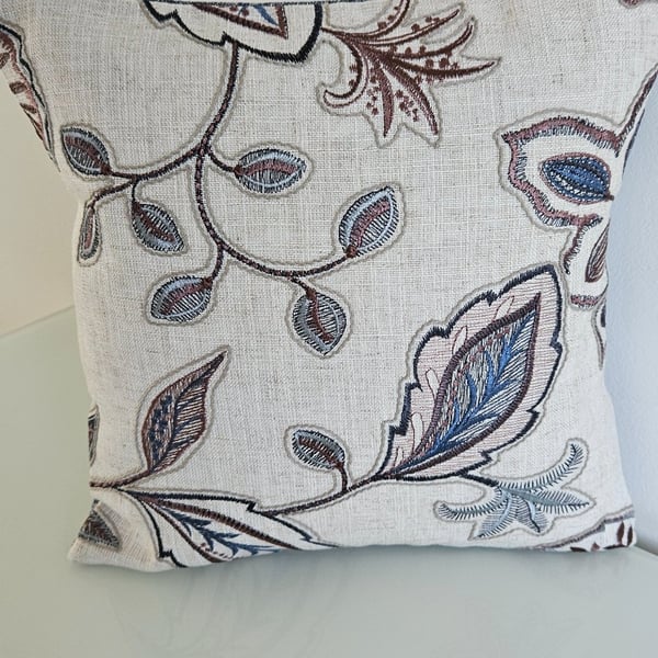 12" cushion cover embroidered leaf design 