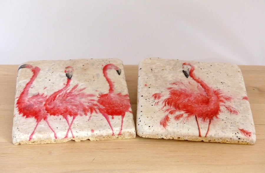 Marble Flamingo Coasters