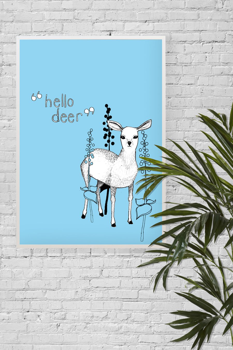 Hello Deer, A3 Giclee Print