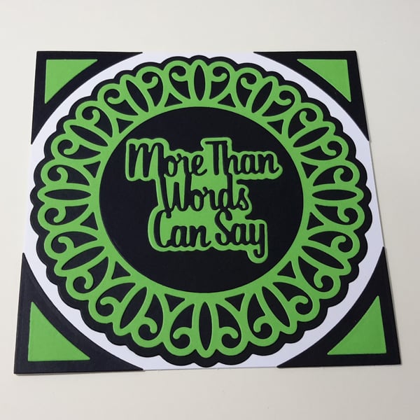 More Than Words Can Say Greeting Card - Green And Black