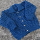18" Baby Boys Patterned  Blue Cardigan with collar