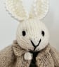 Small Hand Knitted Rabbit in Dress and Cardigan - Image 2