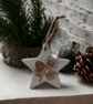 Pine Cones Ceramic Star Double Sided Hanging Christmas Decoration 