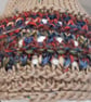 Handknit chunky wool hat and cowl set blue rust - Image 5