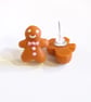 Retro gingerbread man earrings STUD, DROP or CLIP ON, unique, handmade novel - Image 3