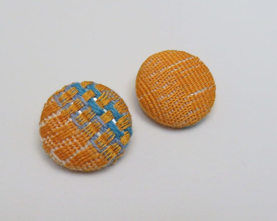 Sold - Set of 2 Yellow, Silk Buttons