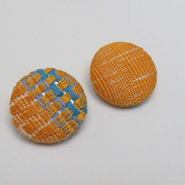 Sold - Set of 2 Yellow, Silk Buttons