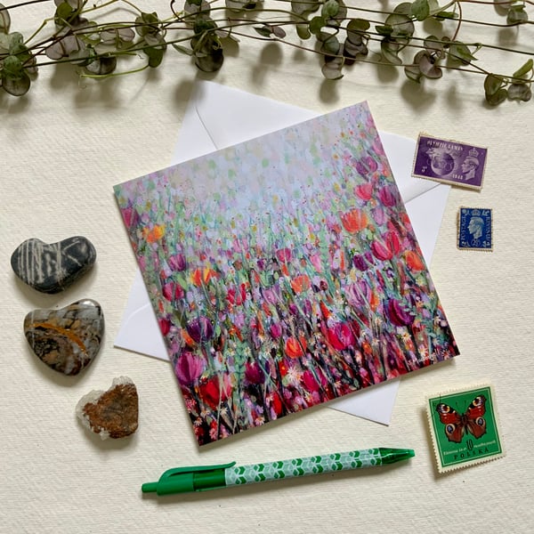 Tangle of Tulips, Blank Greetings Card
