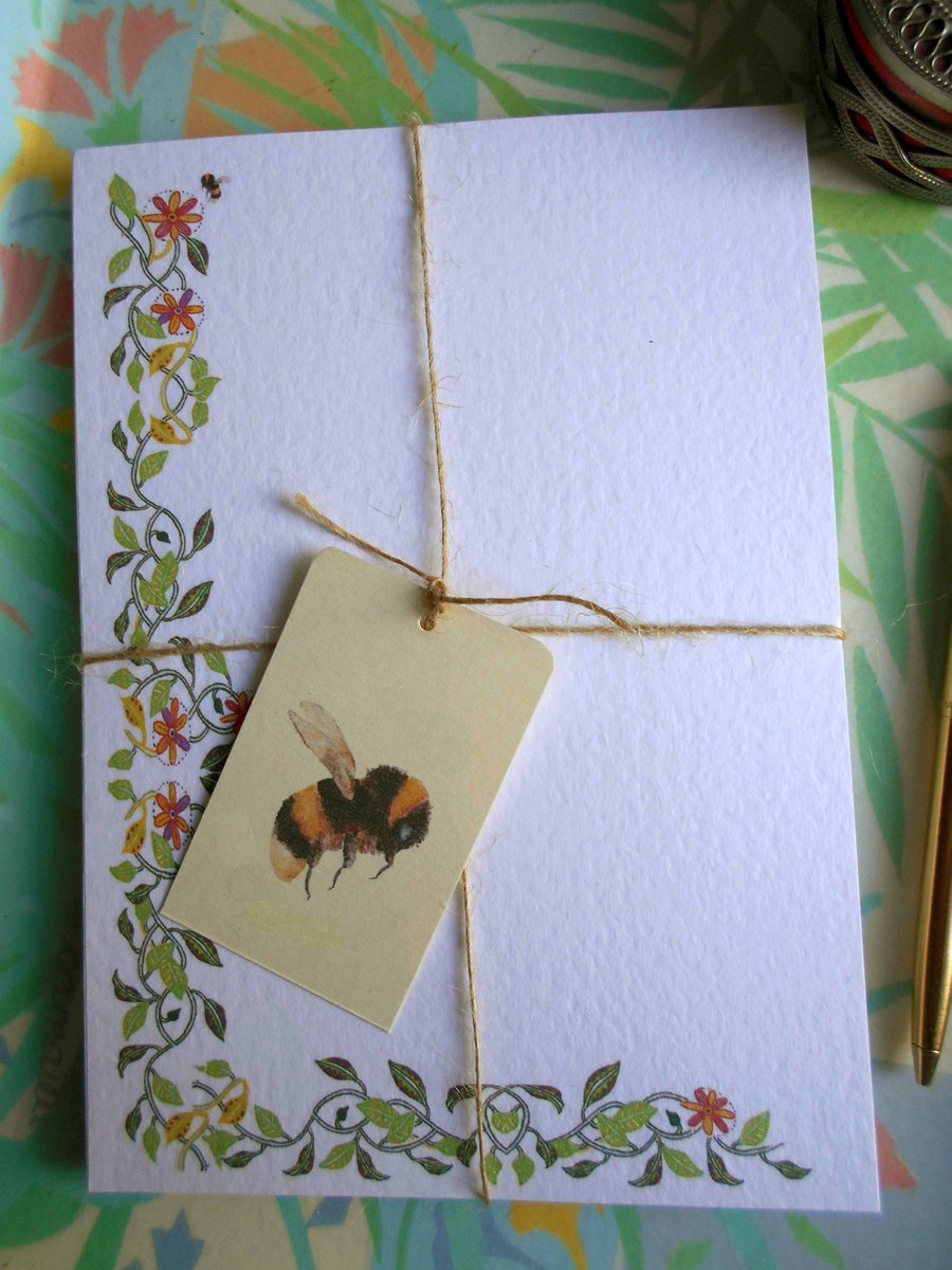 Spring Flowers and Bee Writing Paper and Envelopes Gift Set