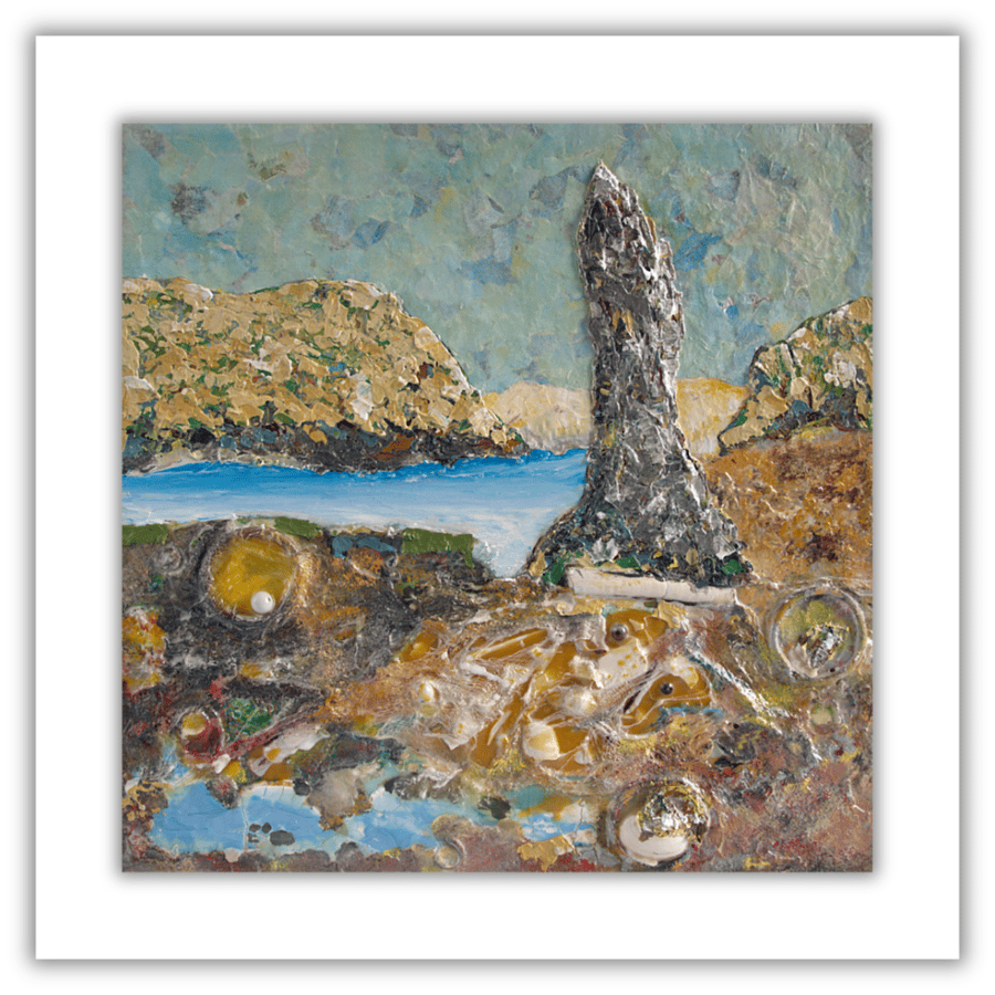 Scottish Hebrides -  original mixed media art - framed landscape - Scotland