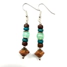 Browns Blue-Green Light Blue-Green Boho Style Earrings