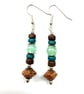Browns Blue-Green Light Blue-Green Boho Style Earrings